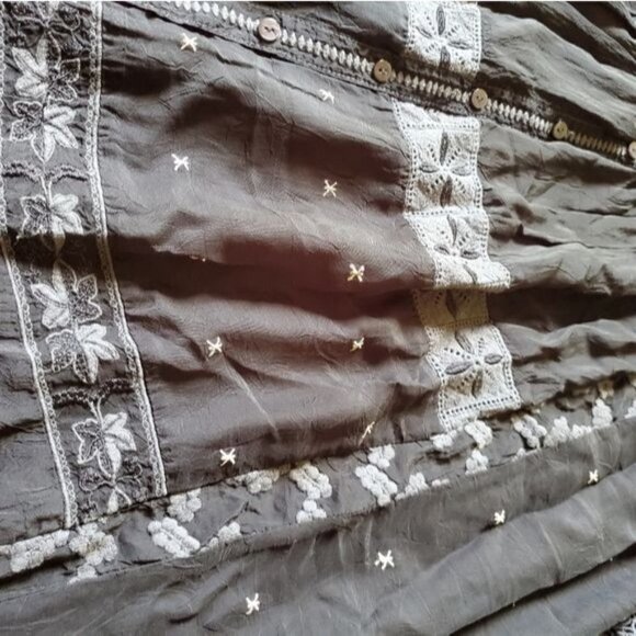 Johnny Was Embroidered Button Front Sz. M Long Sleeve Dress Tunic - Picture 11 of 12